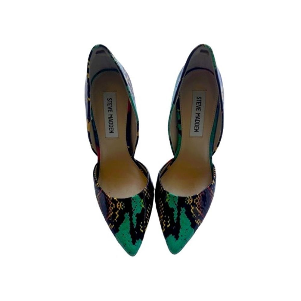Steve Madden Valko Snakeskin Multicolor print Pointed Stiletto Shoes heels 7.5
